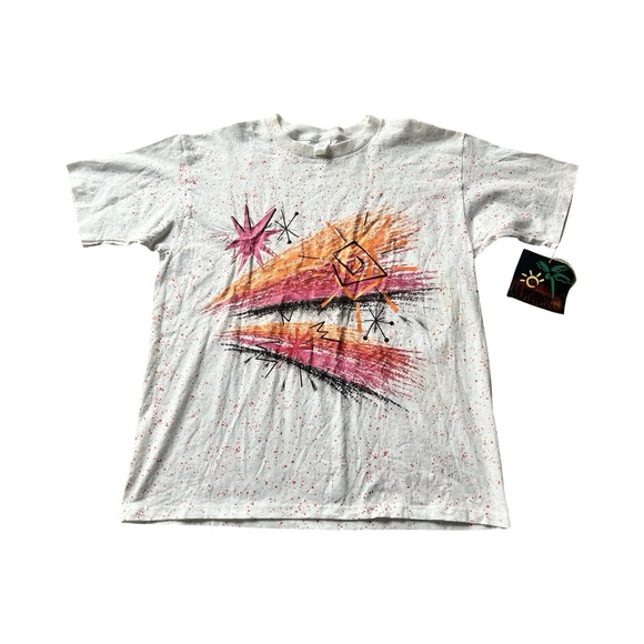 LA Workout Other - Vintage LA Workout T Shirt White Splatter Abstract Graphic Made‎ in USA L XL NEW